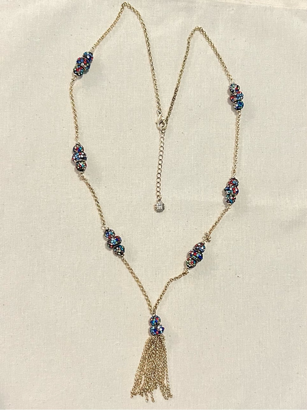 Monet Gold-Tone Multicolor Beaded Tassel Necklace